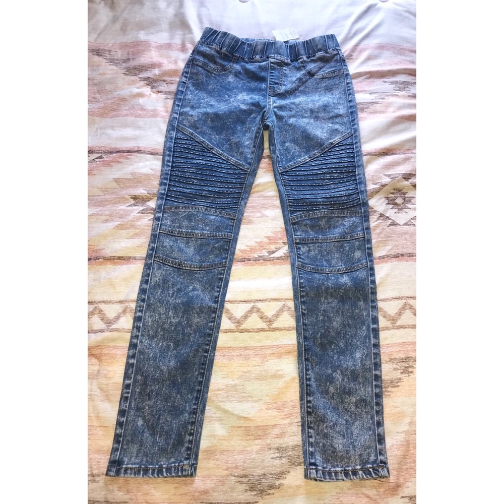 Boutique Acid Washed Moto Jeans